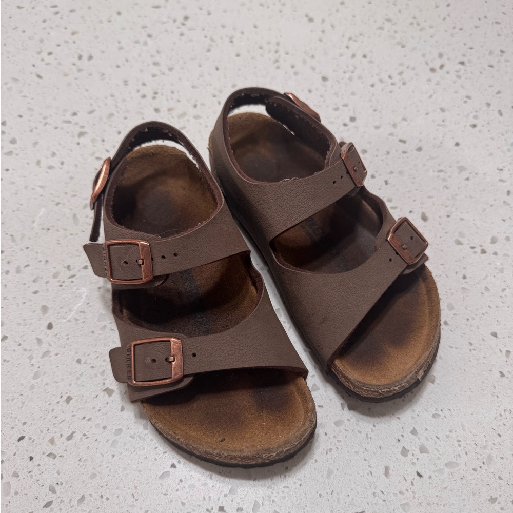 Birkenstock Kids Brown Sandals with Copper Buckles